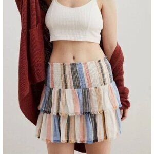 Aerie Tiered Ruffle Striped Skirt Sz XS